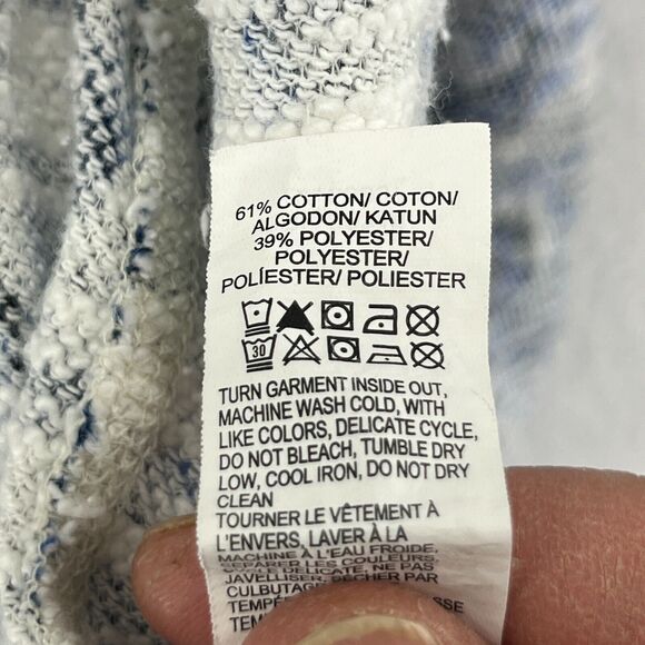 LUCKY BRAND Cardigan Womens M Ikat Southwestern Open Front Shawl Slub Blue - Picture 10 of 13